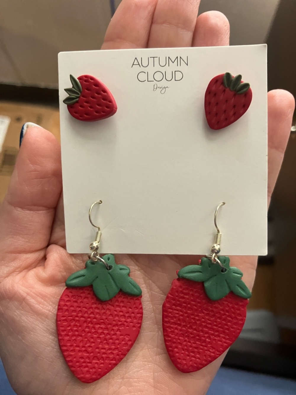 Autumn Cloud Red Strawberry Earrings & Studs